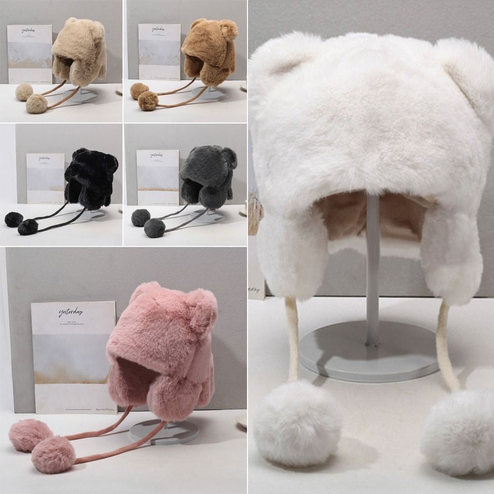 APL Pelliccia Protezione Orecchie Berretto Sfera Appesa Orecchio Orso Cappello Alla Moda Testa Cappellino Unisex