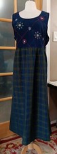 Vintage Tartan Plaid Dress Christmas Bobbie Brooks Holiday Midi Embroidered XL