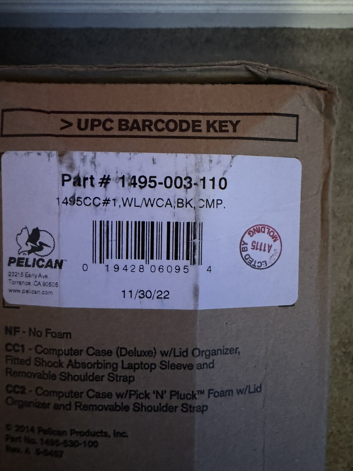 Pelican PC1495CC1B Watertight 17in Deluxe Computer Case #1495-003-110