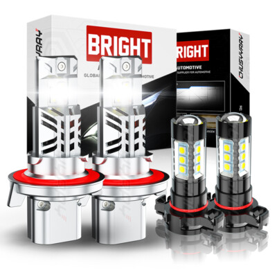 6000K Front LED Headlight Hi/Lo + Fog Lights Kit For 2008-2014 Dodge Challenger