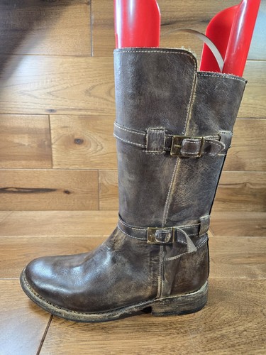 Bed Stu 'Sandover' Mujer Marrón Moto Doble Cuero Hebilla Botas TALLA 6.5 - Imagen 6 de 10