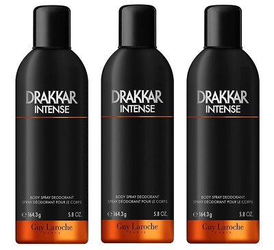 *PACK OF 3* DRAKKAR INTENSE By Guy Laroche for Men DEODORANT BODY SPRAY 5.8 oz
