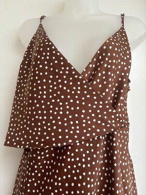 Urban Outfitters dress brown polka dot adjustable strapes slit zip sz XL  NWT | eBay