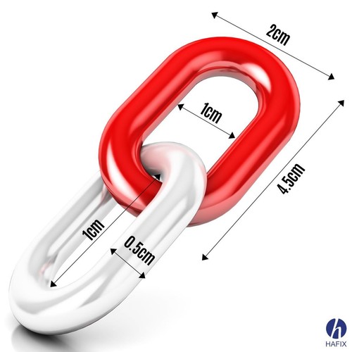 15M Absperrkette rot-weiß Metallkette Warnkette Rundstahlkette Metall 38x22mm - Bild 6 von 7