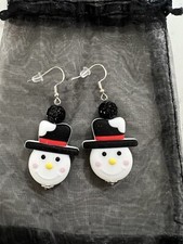 Christmas Holiday Snowman pierced Earrings
