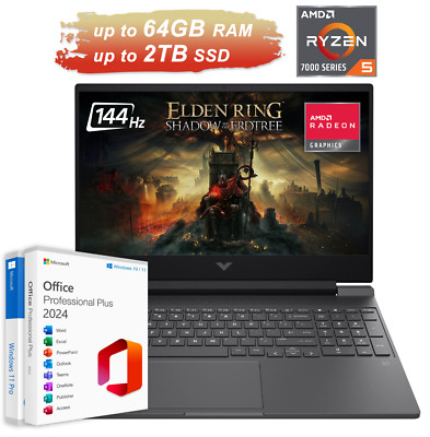 2024 HP Victus Gaming Laptop 15.6'' Ryzen 5 Radeon RX 6550M Upto 64GB RAM 2TB SSD