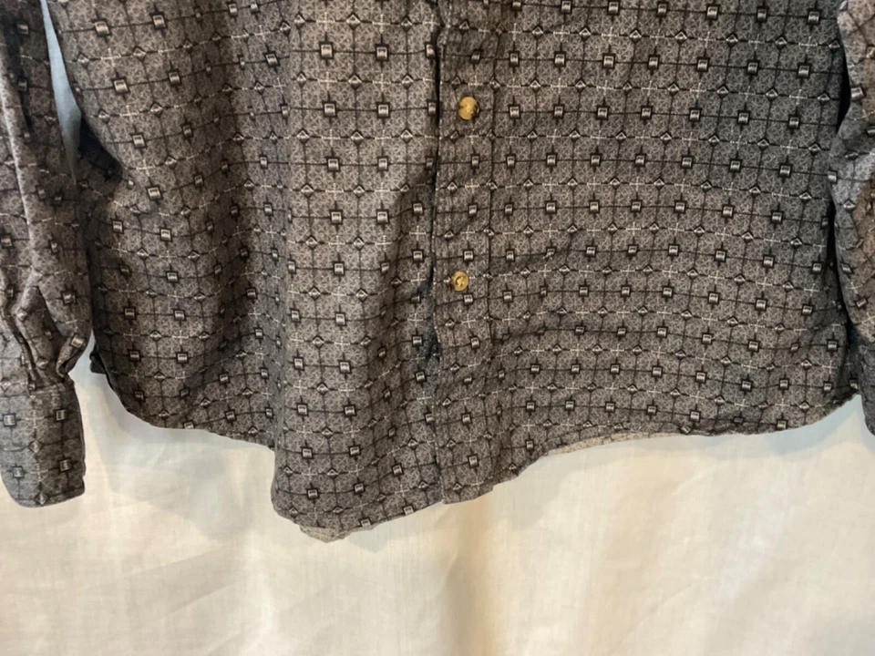 Camisa Catalina Hombre XL Manga Larga Cuello Abotonado, Algodón Gris y Negro Foto 3 de 4