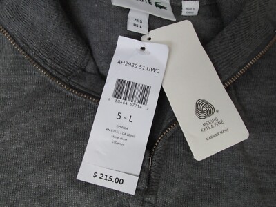 Yー1専用 NEW LACOSTE 1/4 ZIP STAND UP COLLAR WOOL JERSEY SWEATER MENS L 5