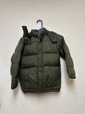 Vintage Polo Ralph Lauren Boys Green Down Puffer Jacket Sz 7