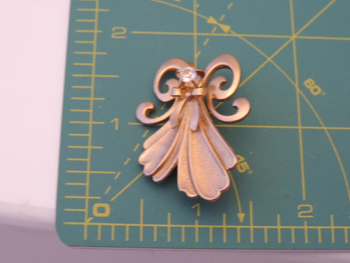 Gold tone Angel Rhinestone Brooch Lapel Push Pin 11b 58 | eBay