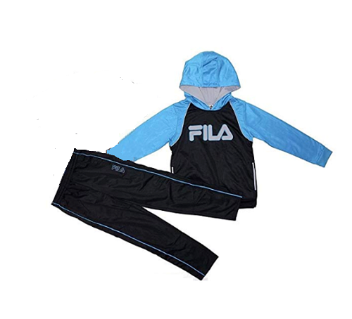 Felpa con cappuccio maglietta e pantaloni da jogger Fila Boys 3 pezzi set atletico (blu S 5 6) nuova con etichette