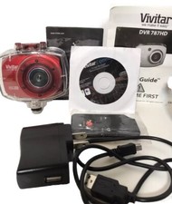 Vivitar DVR 787D Action Camera All Parts Booklets Bicycle Sport Edition Red