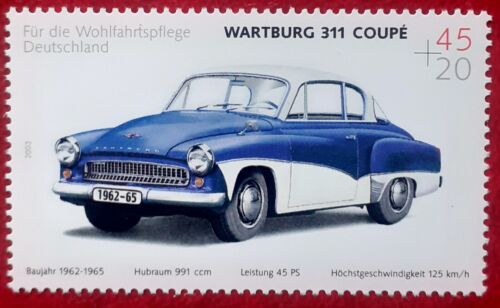 Briefmarke BRD Wartburg 311 Coupe postfrisch DDR Oldtimer  Kult 1962 2003 - Afbeelding 1 van 2