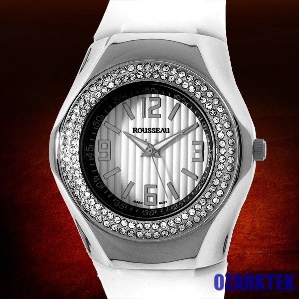 Nuevo Reloj ROUSSEAU DAMAS MELA Blanco con Bisel CRISTAL Swarovski Foto 3 de 3