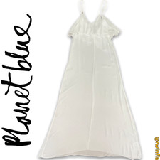 Blue Life Dress Ruffle Spaghetti Strap Maxi Summer White XS NWOT 