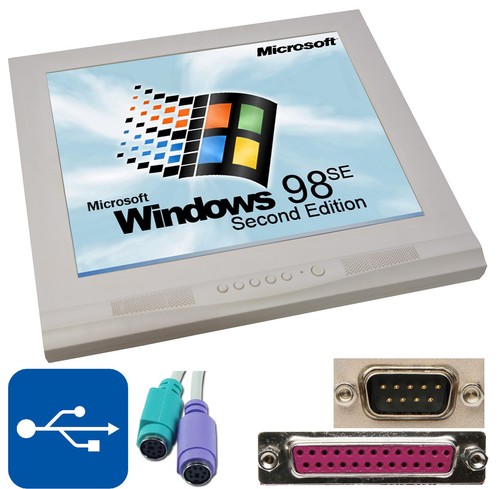 17" 43CM MONITOR 1GHz PC 12V NETZTEIL RS232 LPT 40GB HDD WINDOWS 98SE #M3 TOP MM