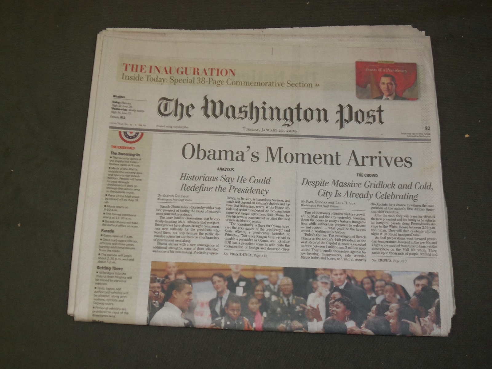 2009 JAN 20 THE WASHINGTON POST NEWSPAPER - BARACK OBAMA INAUGURATION - NP 3239