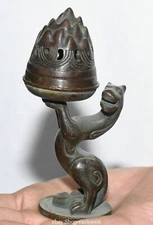 10CM Collect Old Dynasty Pure Bronze Horse Beast Animal Incense Burner Censer