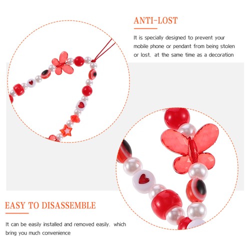 2 Pcs Lanyard Colorful Beaded Phone Mobile Chain Strap - Zdjęcie 6 z 12
