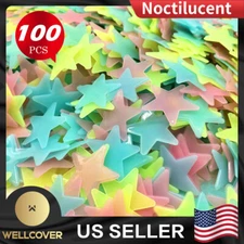 100pieces Glow In The Dark Stars Night Light Wall Stickers Decal Kids Room Home
