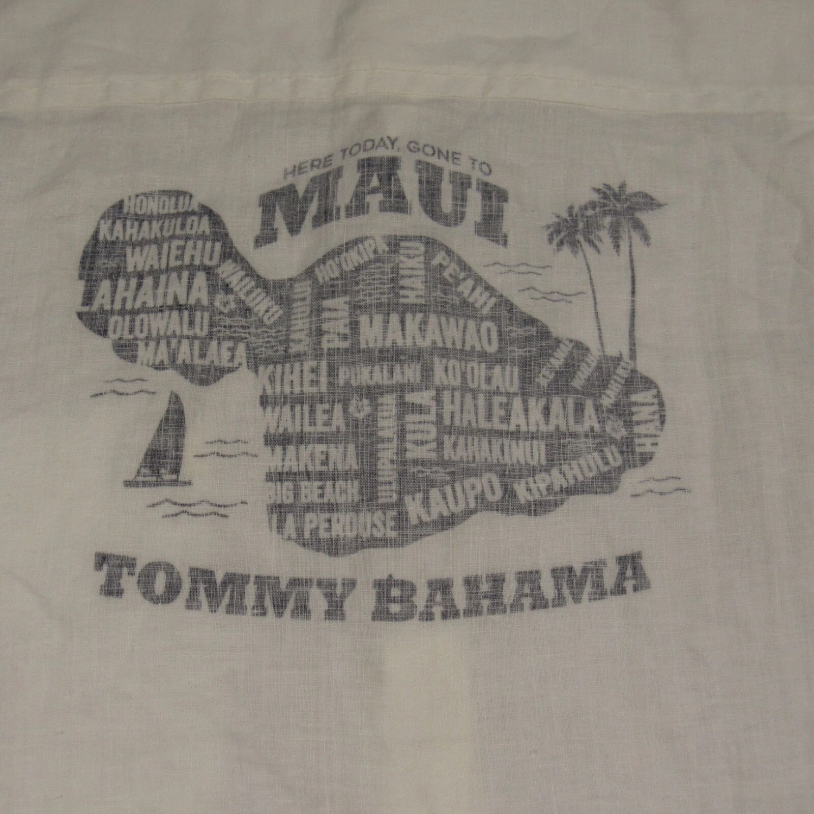 Tommy Bahama Shirt Mens Extra Large White Cream Faded Linen Graphic Back Print
