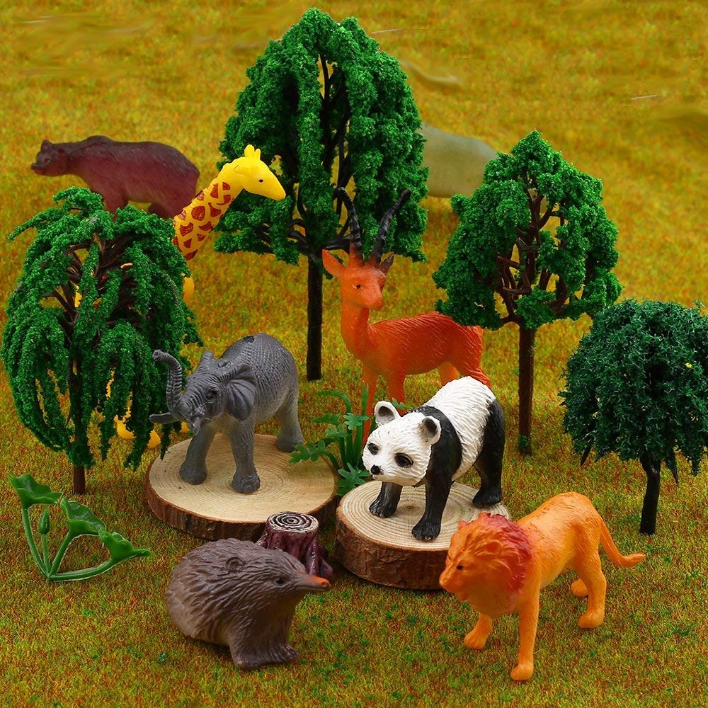 Animal Toy, 64 Pack Mini Wild Jungle Realistic 64 Piece set