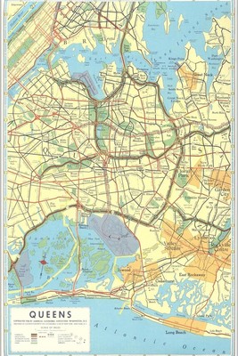 Wall Art Print Map of Queens, New York, 12'' x 18''
