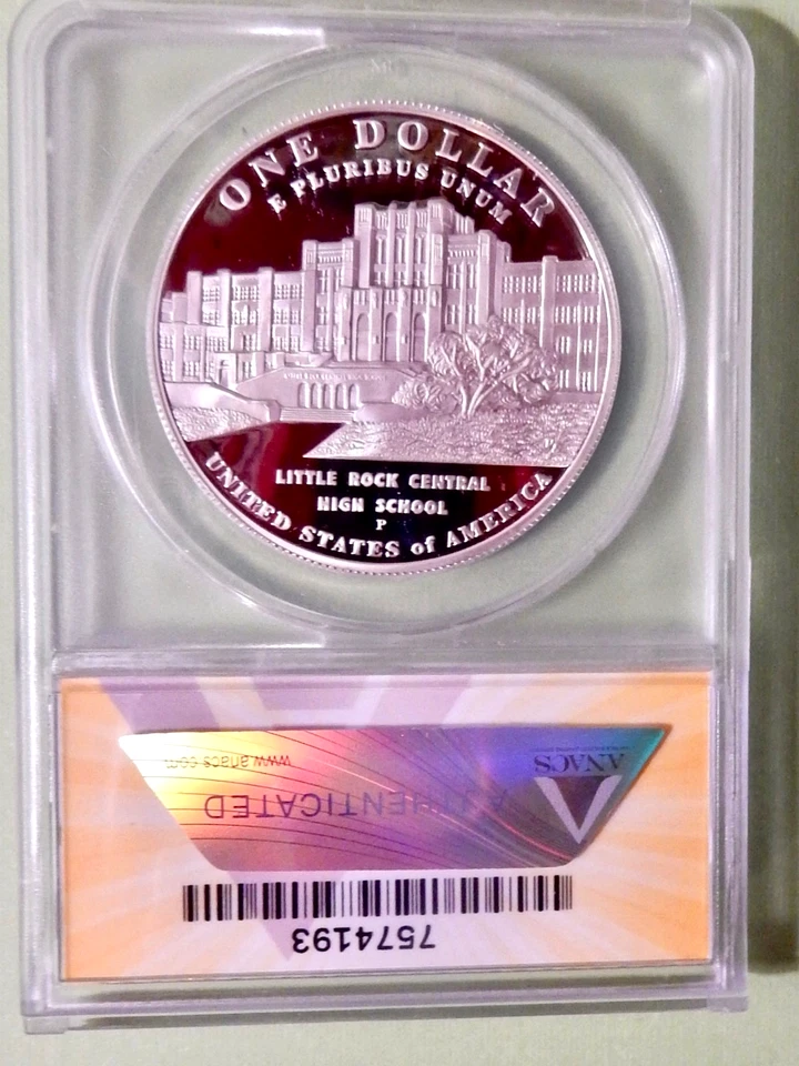 2007-P PROOF SILVER DESEGAGRATION COMMEMORATIVE DOLLAR - ANACS PF 70 DCAM - 193 - Image 2 of 2