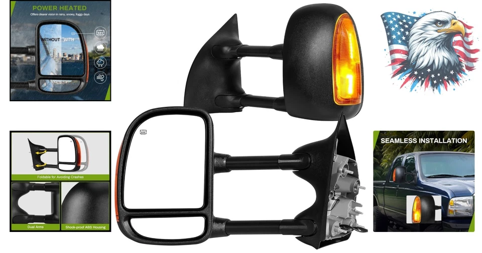 Foldable Towing Mirrors with Turn Signal for Ford F-Series & Excursion 2001-2005 Foto 2 de 4