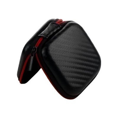 Portable Carbon Fiber Storage Case EVA Zippers Bag for Earphones and Data Cords