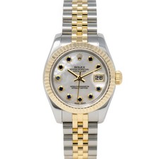 Rolex Lady-Datejust Gold & Steel 179173 MOP Sapphire, Jubilee, Box & Papers!