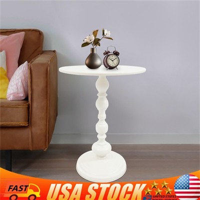 Round Side Table Retro Coffee End Table Small Accent Pedestal Table White Home.