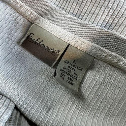 VTG Fieldmaster Shirt Large Henley Long Sleeve T-Shirt Grunge Outdoors 90s Gray - Picture 5 of 7