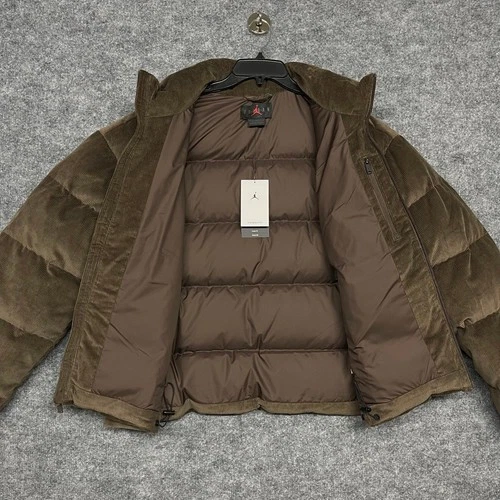 Jordan Flight Puffer Jacket Mens XL Baroque Brown Corduroy Duck Down Loose Fit image 3