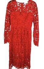 ASTR the Label Red Lace Long Sleeve Midi Dress Cocktail Wedding Party Size Small