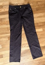 ESCADA Pants Straight Leg Gold Button Brown Sz 36