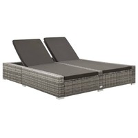 Vidaxl Doppel-Sonnenliege Poly Rattan Grau Neu