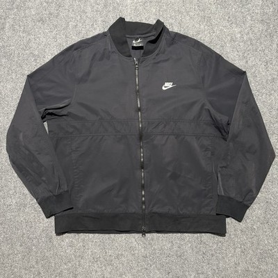 Nike Bomber Jacket Mens XL Black  Full Zip Lightweight Swoosh Logo Athletic