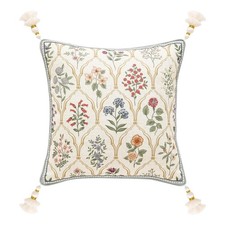 Design Linen Throw Pillow Covers 18"x18", Square Farmhouse Cushion Covers wit...