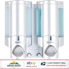 Wall Mount Shower Soap Dispenser with 2 Chambers and Built-in Storage Hooks