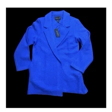 NWT Rachel Zoe Wool Textured Open Blazer Jacket Womens Size L Royal Blue