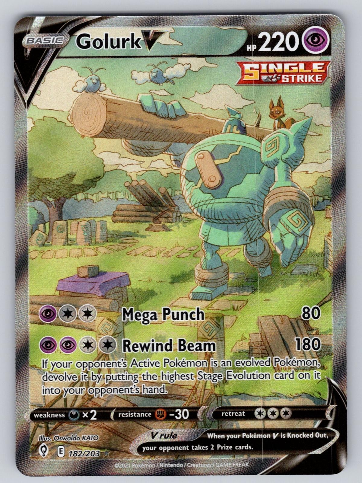 Golurk V 182/203 Ultra Rare Evolving Skies Holo Near Mint