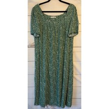 Reformation Jeans Green Floral Ecovero Viscose Square Neck Midi Dress XL