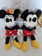 Disneyland Mouseketoys Pie Eye Mickey  Minnie Mini Bean Bag Plush Set of 2