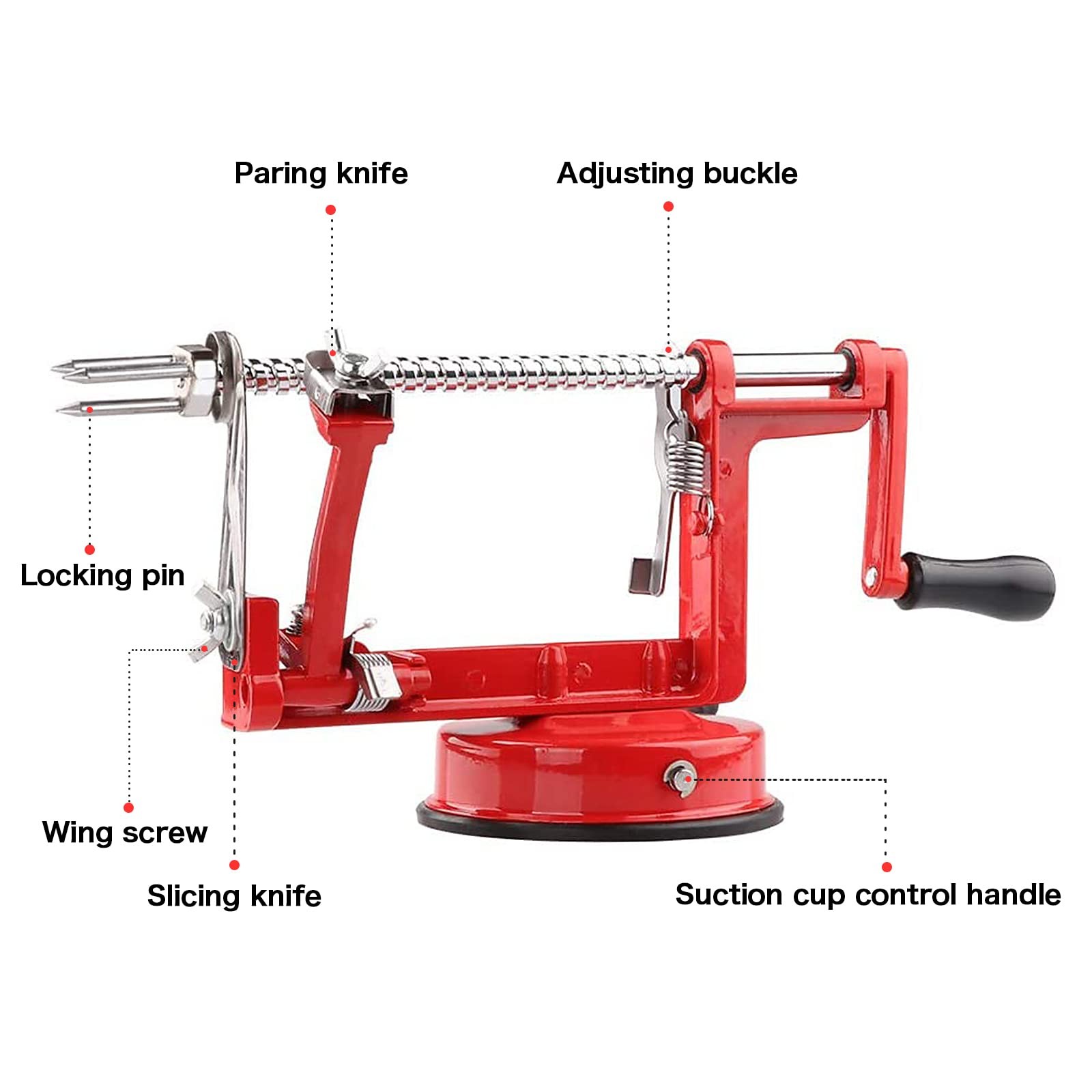tigwin Apple Peeler Corer Chrome Cast Magnesium Alloy Suction Base Red ...