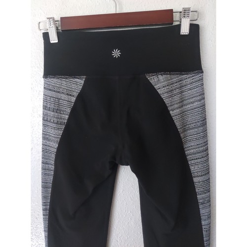 Athleta Chanturanga 7/8 Jacquard Black & White Colorblock Leggings Size XS - Picture 8 of 10