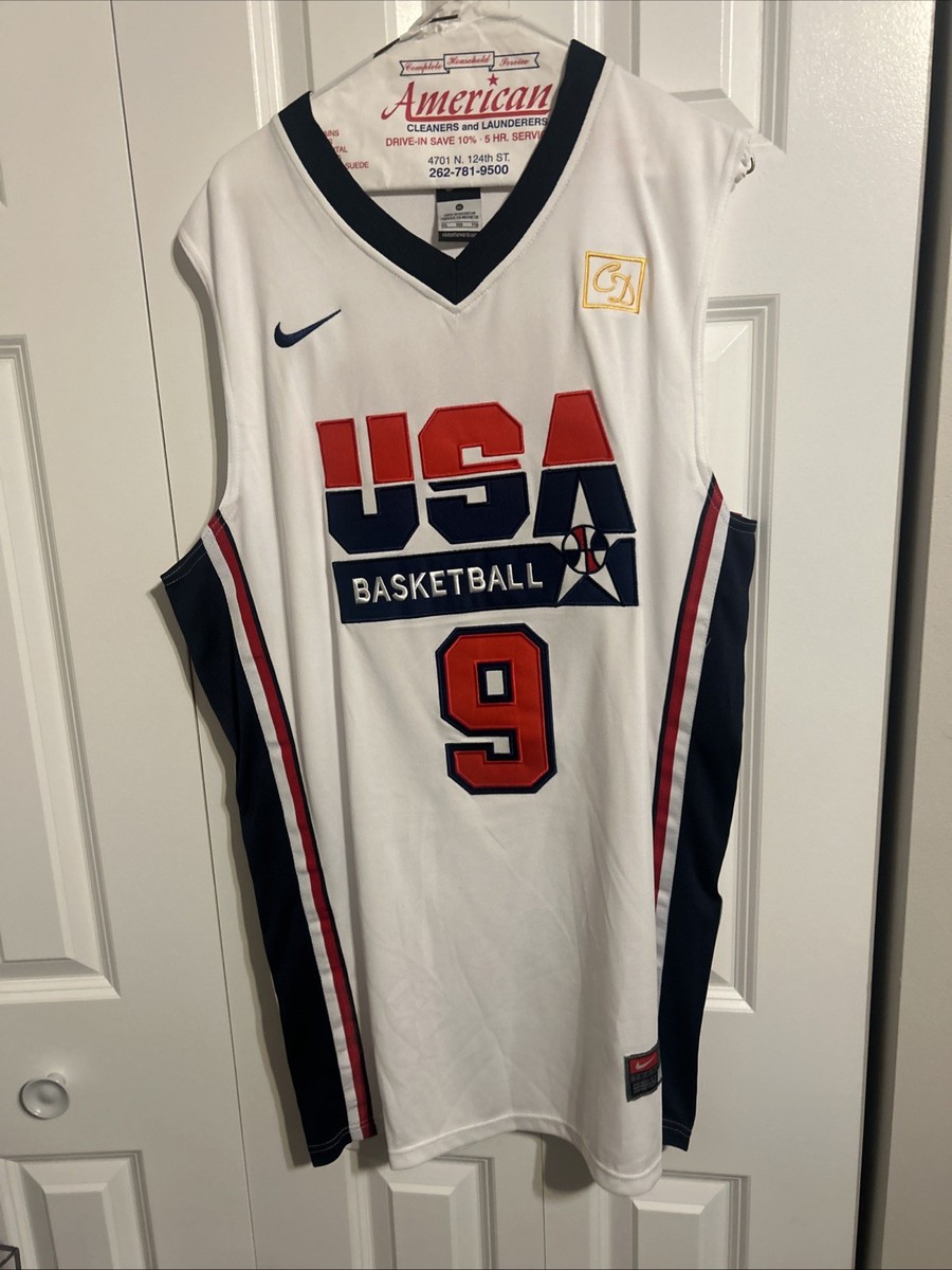 Nike USA Basketball Michael Jordan #9 Stitched Jersey, White, 2XL