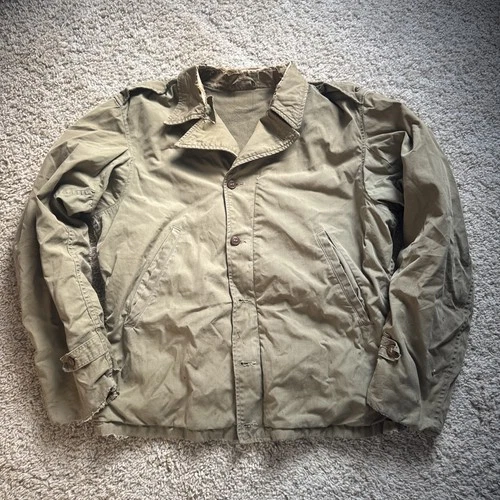 Vintage 40s WW2 US Military M41 Field Jacket M1941 Army USGI Talon Distressed