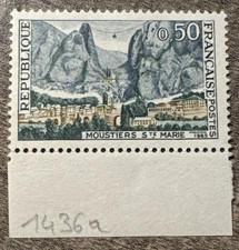 Timbre France 1436a - « Moustier » Variété Neige sur le Bourg - 1965