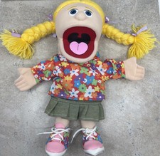 SILLY PUPPETS 14" Cindy Peach Girl Hand Puppet - Original Clothes Blonde Braids